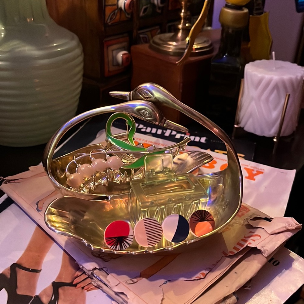 Real Brass Twin Swan Dish